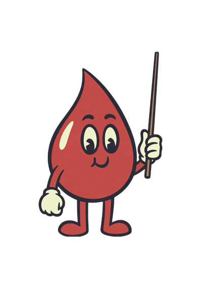 Mr Blood Sugar holding a pointer stick