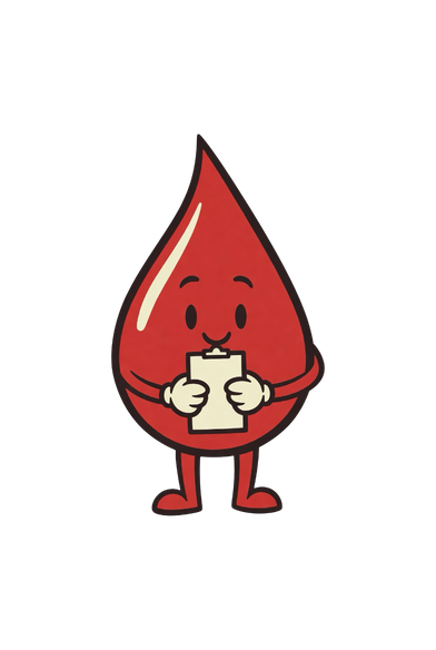 Mr Blood Sugar holding a clipboard